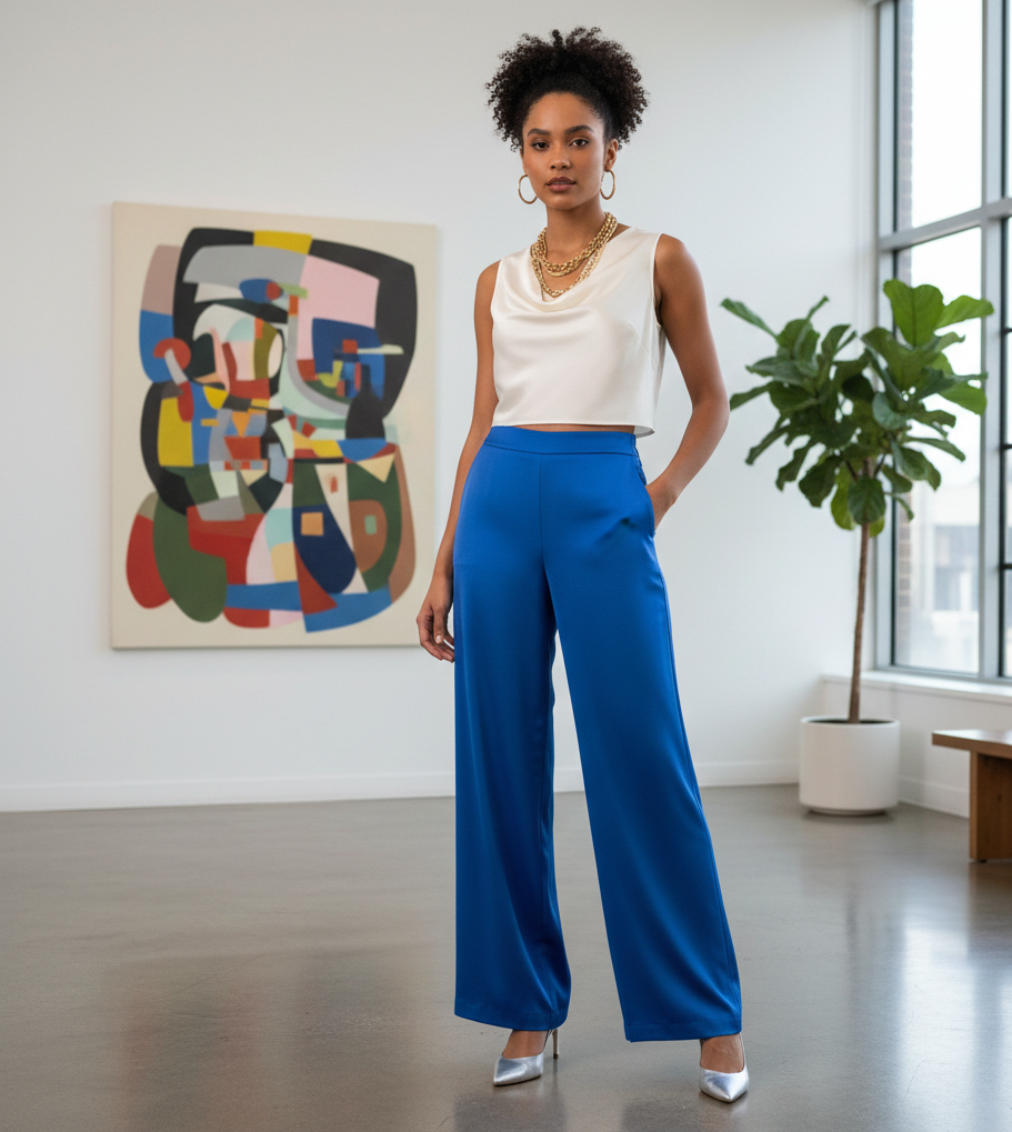 High-Waisted Tailored Wide-Leg Trousers