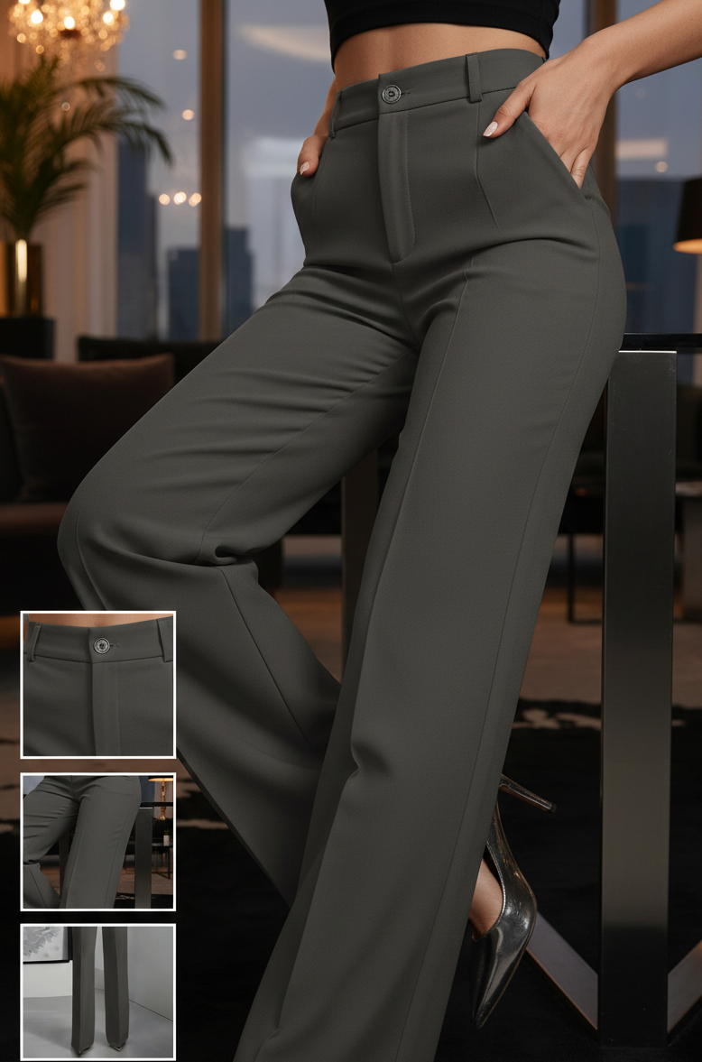 High-Waisted Tailored Wide-Leg Trousers