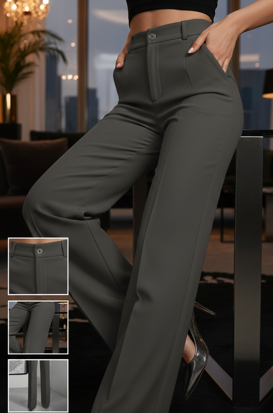 High-Waisted Tailored Wide-Leg Trousers