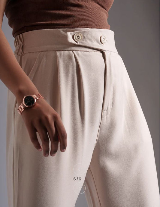 High-Waisted Asymmetric Double-Button Trouser