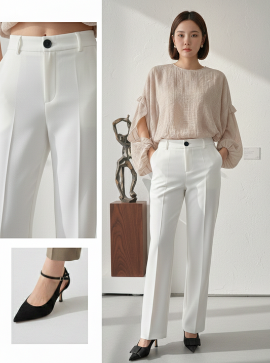 High-Waisted Straight-Leg Tailored Pant