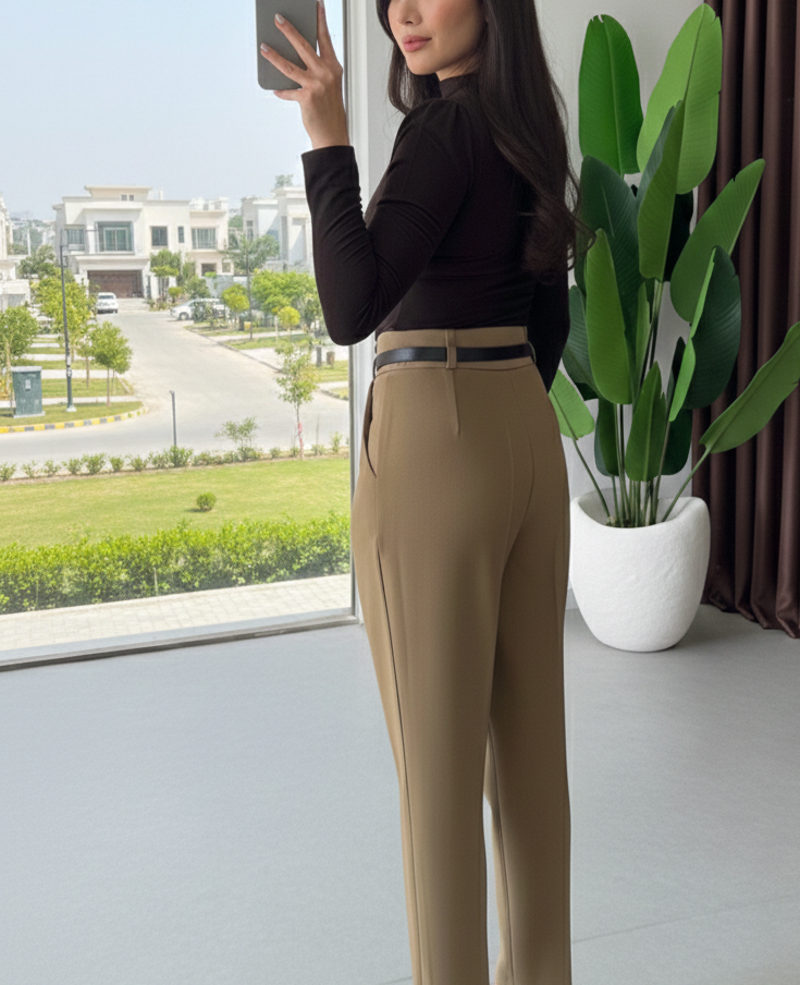 Belted Pleated Tapered pant