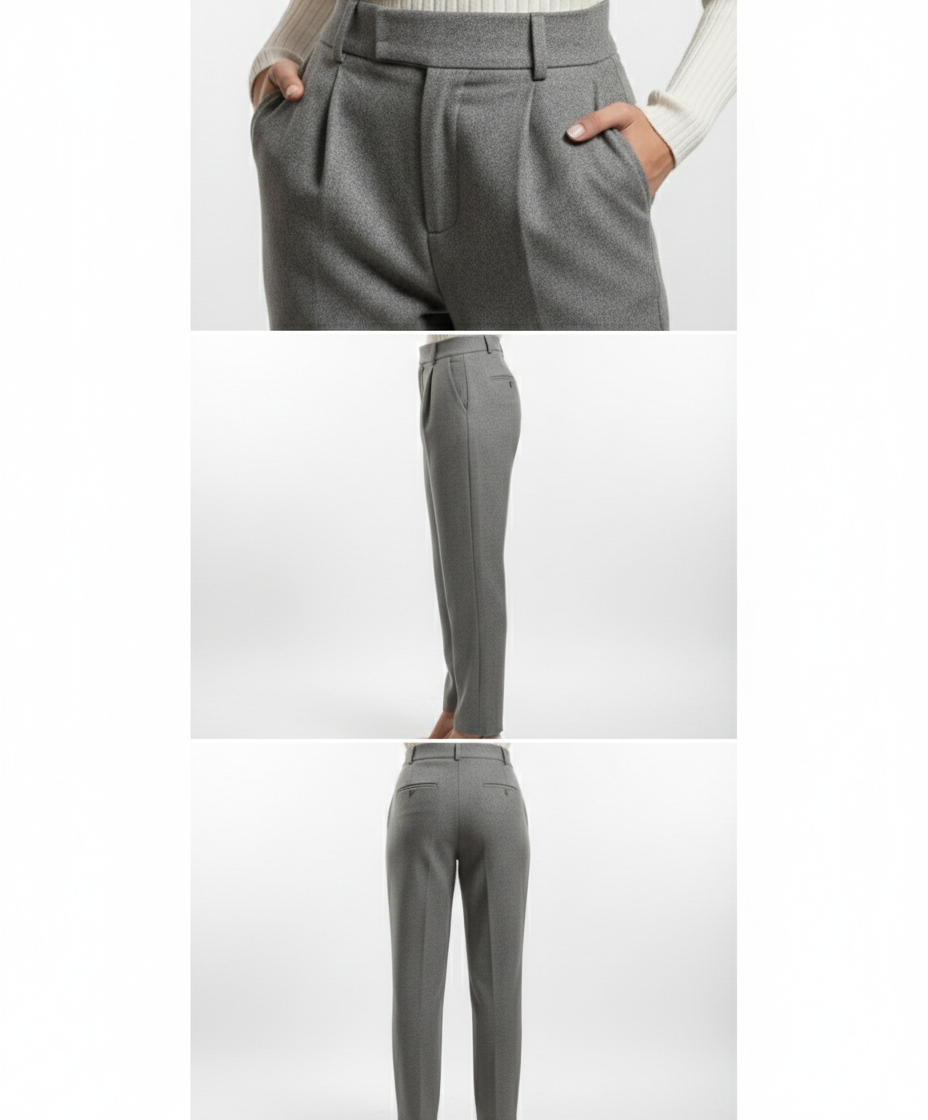High-Waisted Slim-Tapered Pleated Trousers