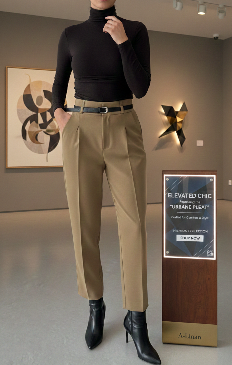 Belted Pleated Tapered pant