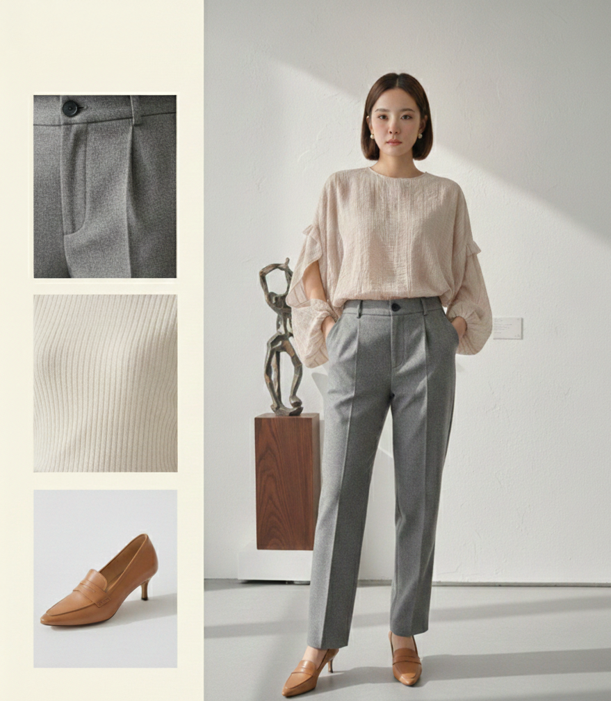 High-Waisted Straight-Leg Tailored Pant