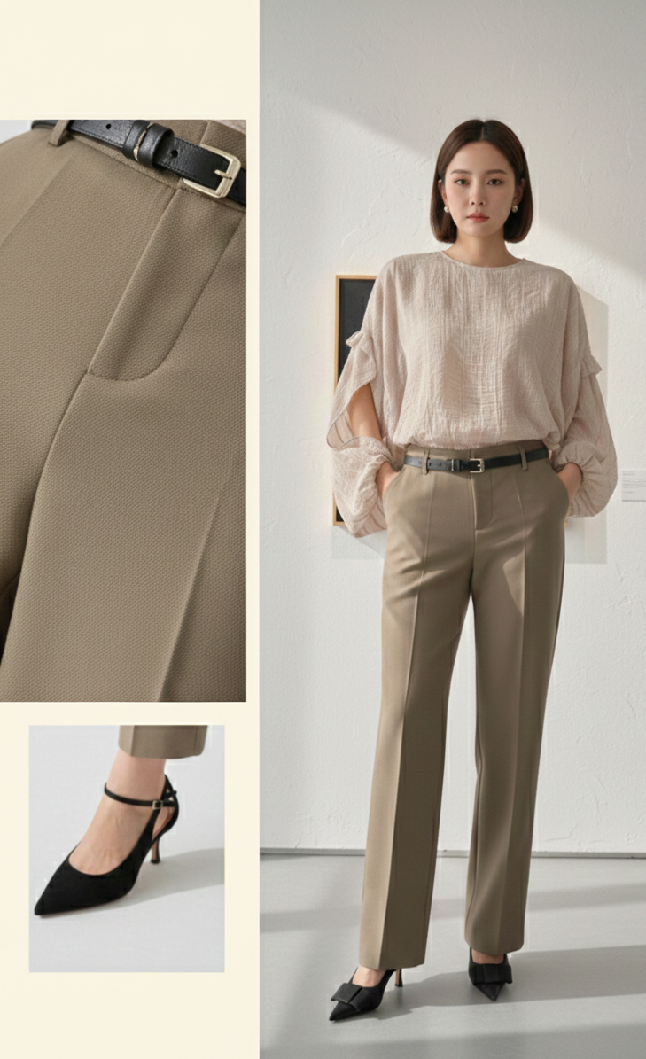 Belted Pleated Tapered pant