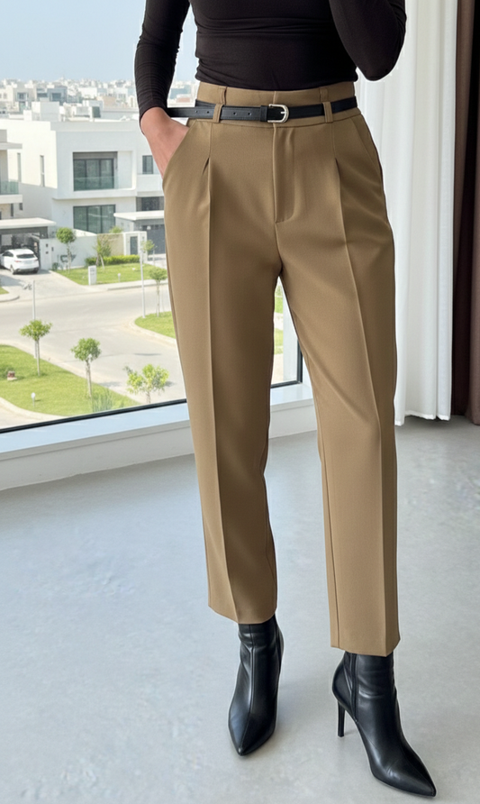 High Waist Double belted Pent