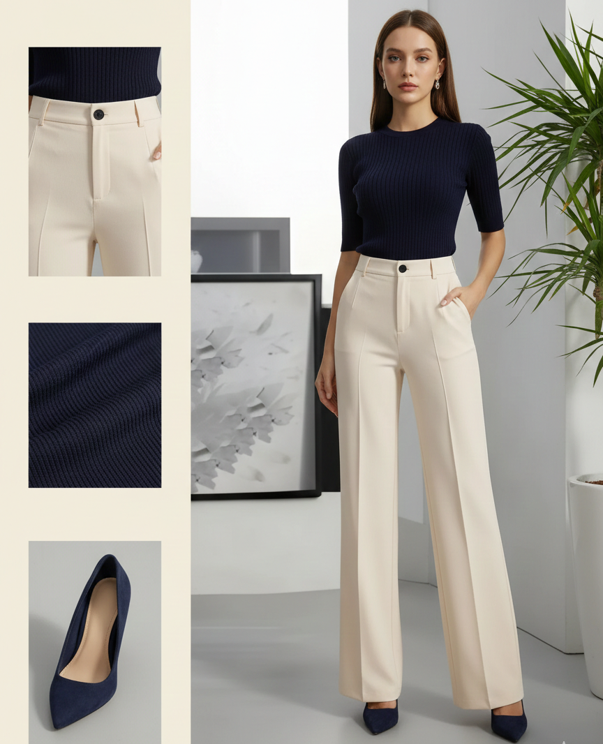 High-Waisted Straight-Leg Tailored Pant