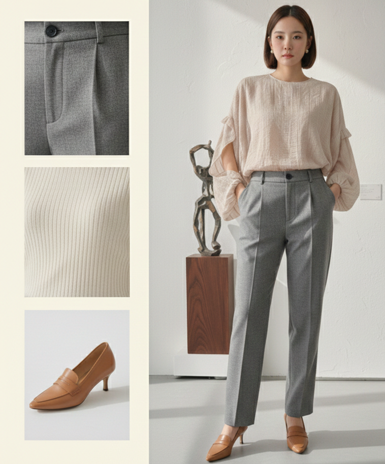 High-Waisted Straight-Leg Tailored Pant