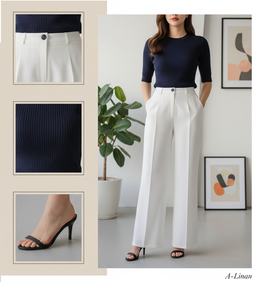 High-Waisted Straight-Leg Tailored Pant